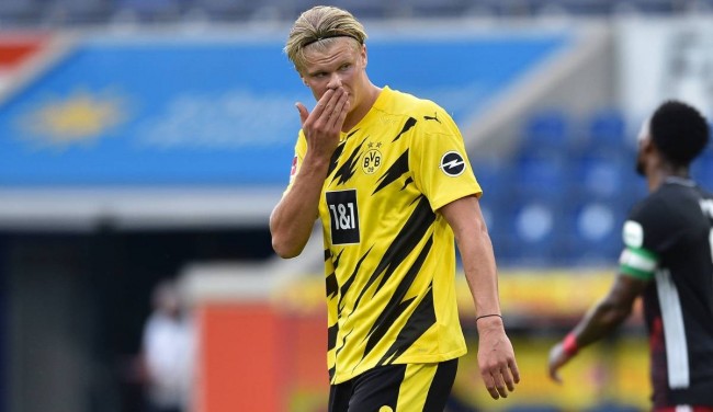 在首发情况下连续6场欧冠进球，哈兰德职业生涯第二次做到